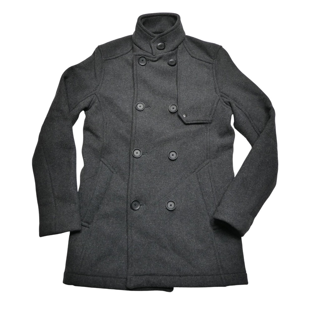 Mission Workshop Coat Mens XS Charcoal Wool Blend Double Breasted High Collar